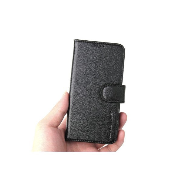 For Iphone 11 Case Black Genuine Cow Leather Wallet Folio Case