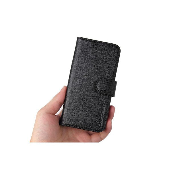 For Iphone 12 Pro 12 Case Black Genuine Cow Leather Wallet Case