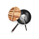 Kitchee 32Cm Carbon Steel Wok Set Flat Bottom