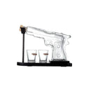 Kitchee 225Ml Whisky Wine Decanter Glass Pistol Set 2 Glasses Stand