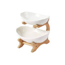 Porcelain Fruit Bowl Ceramic Vegetable Storage With Bamboo Stand