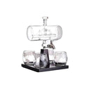 Kitchee 1L Whiskey Or Wine Sailboat Glass Decanter Set 4 Glasses Stand