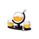 Kitchee 850Ml Whiskey Wine Globe Glass Decanter Set 2 Glasses Stand