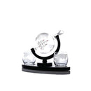 Kitchee 850Ml Whiskey Wine Globe Glass Decanter Set 2 Glasses Stand