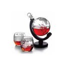 Kitchee 850Ml Whiskey Wine Globe Glass Decanter Set 2 Glasses Stand