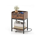 Industrial Bedside Table Nightstand With Charging Station