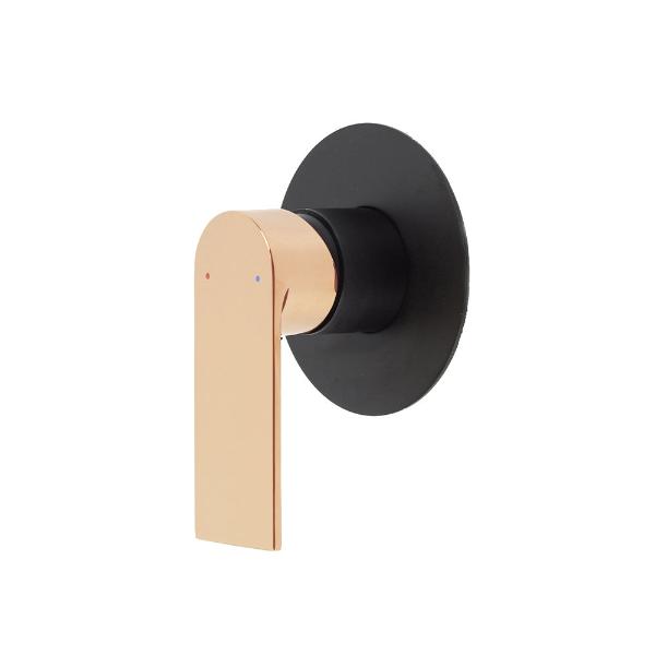 Prato Wall Mounted Bath and Shower Mixer Luxury Matte Black Rose Gold