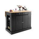Kitchen Island With Drop Leaf Countertop And 3 Level Shelves