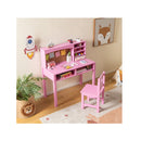 Kids Desk And Chair Set With Hutch And Cork Bulletin Board Pink