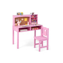 Kids Desk And Chair Set With Hutch And Cork Bulletin Board Pink
