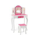 Kids Vanity Set With Tri Folding Mirror Drawer And Stool