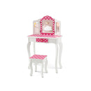 Kids Vanity Set With Tri Folding Mirror Drawer And Stool