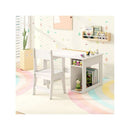 Kids Art Table And Chair Set With Paper Roll And Storage Shelves