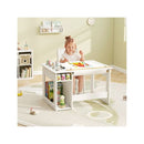 Kids Art Table And Chair Set With Paper Roll And Storage Shelves