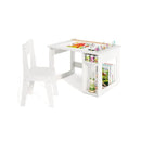 Kids Art Table And Chair Set With Paper Roll And Storage Shelves