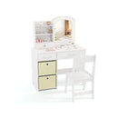 Kids Vanity Set With 2 Color Lighted Mirror And Storage Drawers