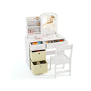 Kids Vanity Set With 2 Color Lighted Mirror And Storage Drawers