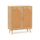 Kitchen Bohemian Style Sideboard With 2 Rattan Decorated Doors