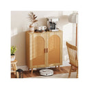 Kitchen Bohemian Style Sideboard With 2 Rattan Decorated Doors