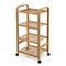 4 Tier Bamboo Rolling Storage Cart with Locking Casters