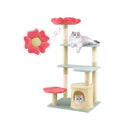 Multi Level Aesthetic Floral Kitten Tower With Flower Shaped Plush