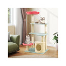 Multi Level Aesthetic Floral Kitten Tower With Flower Shaped Plush