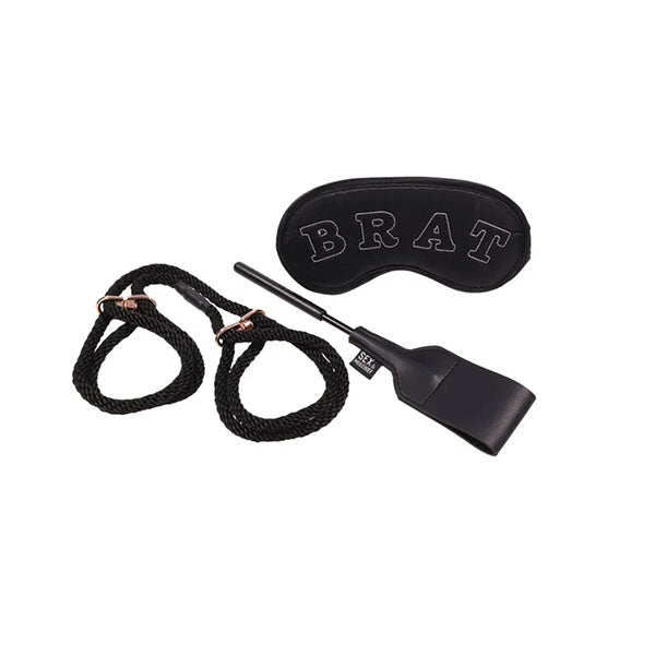 Sex And Mischief Knotty Brat Kit Black Bondage Kit 3 Piece Set