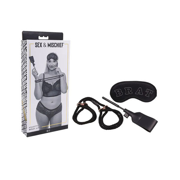Sex And Mischief Knotty Brat Kit Black Bondage Kit 3 Piece Set