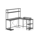 L Shaped Gaming Desk With LED Strip And Power Outlets