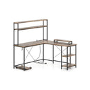 L Shaped Gaming Desk With LED Strip And Power Outlets
