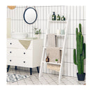 4 Tier Wooden Wall Leaning Ladder Shelf For Bathroom Living Room
