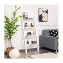 4 Tier Wooden Wall Leaning Ladder Shelf For Bathroom Living Room