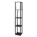 Floor Lamp Storage Shelf Led Wood Standing Reading Corner Light