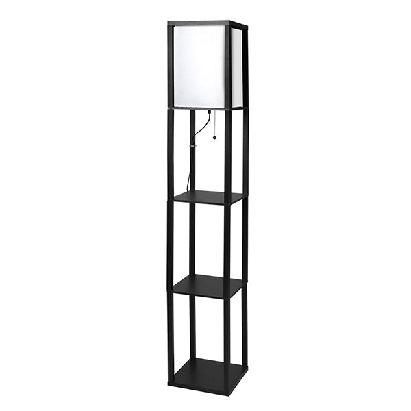 Floor Lamp Storage Shelf Led Wood Standing Reading Corner Light