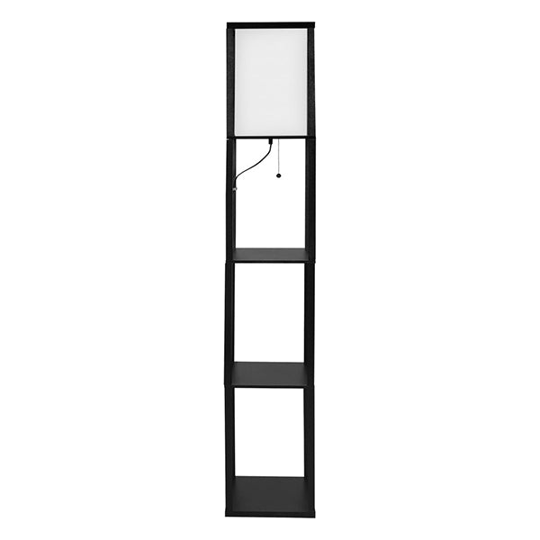 Floor Lamp Storage Shelf Led Wood Standing Reading Corner Light