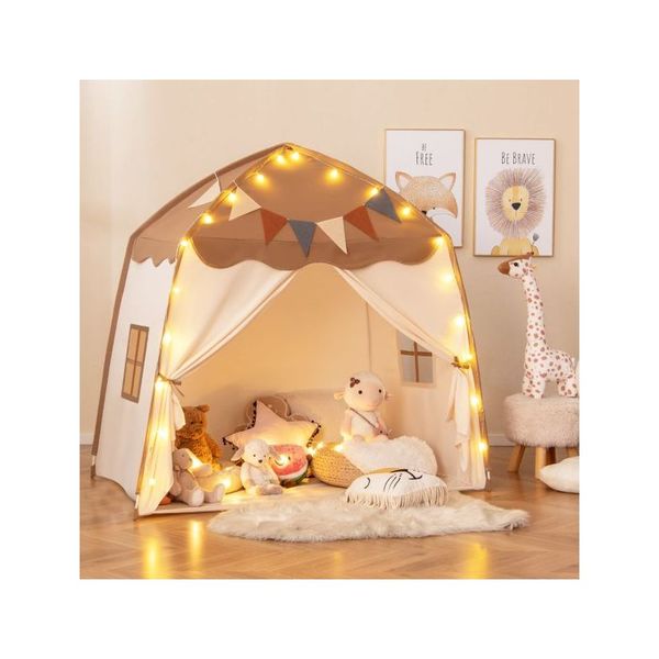 Large Kids Tent With Bright Lights And Flags