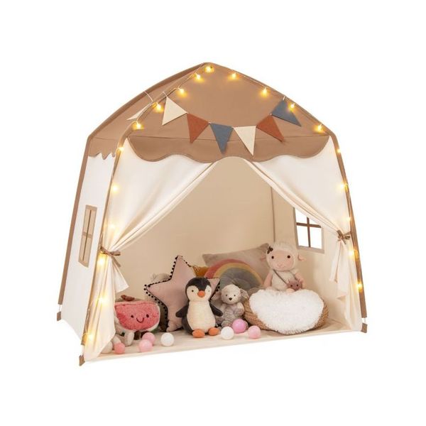 Large Kids Tent With Bright Lights And Flags