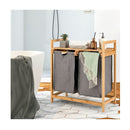 2 Section Bamboo Laundry Hamper With Dual Compartments