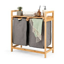 2 Section Bamboo Laundry Hamper With Dual Compartments