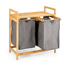 2 Section Bamboo Laundry Hamper With Dual Compartments
