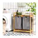 2 Section Bamboo Laundry Hamper With Dual Compartments