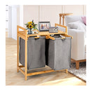 2 Section Bamboo Laundry Hamper With Dual Compartments