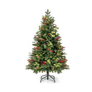 150 Cm Artificial Pe Christmas Tree With Lights And Eucalyptus Leaves