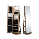 161Cm Jewelry Armoire With Swivel Full Length Mirror And Led Lights
