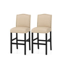 Set Of 2 Wooden Bar Height Chair With Rubber Wood Legs