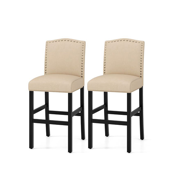 Set Of 2 Wooden Bar Height Chair With Rubber Wood Legs