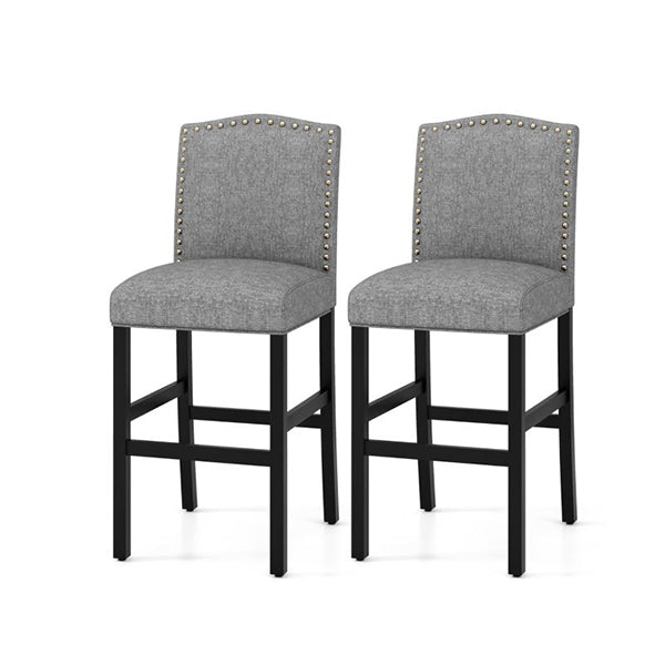 Set Of 2 Wooden Bar Height Chair With Rubber Wood Legs