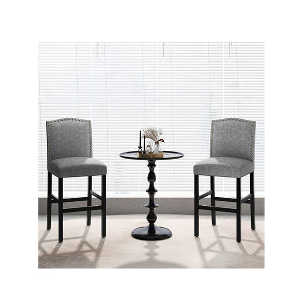 Set Of 2 Wooden Bar Height Chair With Rubber Wood Legs