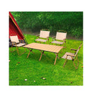 Folding Camping 1 Pc Table And 4 Pcs Chair Set Black And Oak