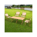 Folding Camping 1 Pc Table And 4 Pcs Chair Set Black And Oak